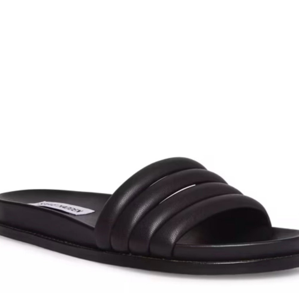 Steve Madden Black Quilted Slide Sandals